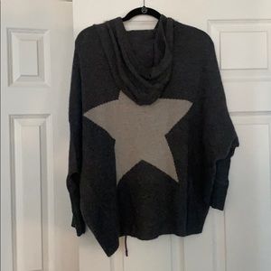 360 cashmere sleeved star back poncho sweater